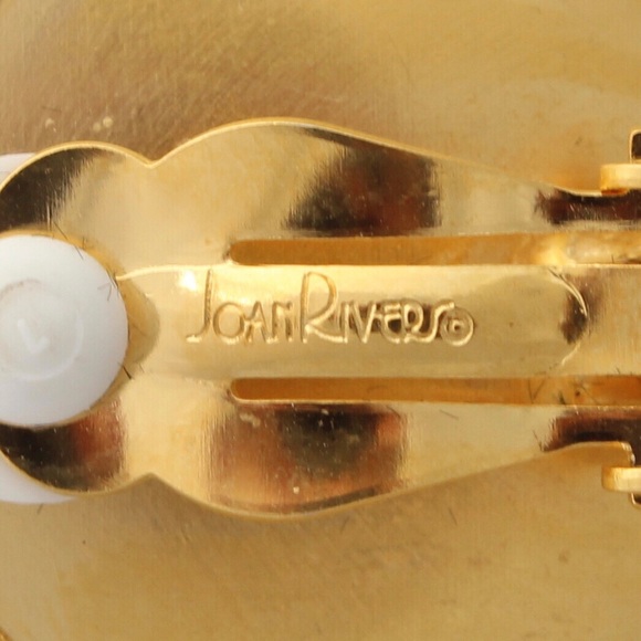 Vintage Joan Rivers Clip On Earrings Gold Plated Round Dome Textured - Picture 5 of 5